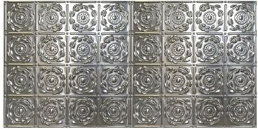 Chelsea Decorative Metal Co Victorian 2.04 ft. x 4.04 ft. Glue-Up Tin Ceiling Tile in Shiny silver