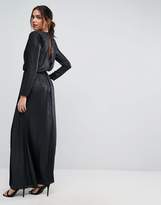 Thumbnail for your product : ASOS Design Metallic Twist Front Maxi Dress With Shoulder Pads