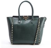 Thumbnail for your product : Valentino emerald leather 'Rockstud' studded detail convertible top handle tote