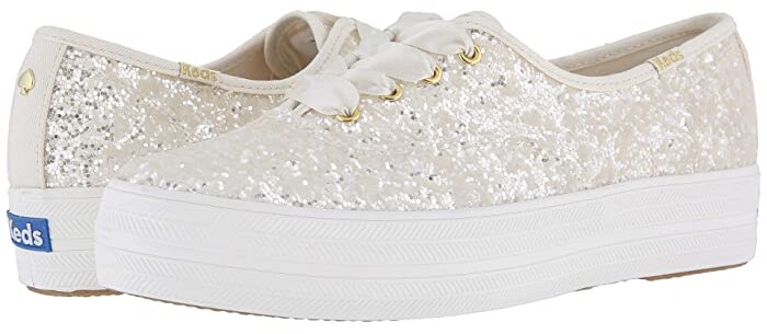 Kate Spade Keds 12 Girls Champion Silver & Gold Glitter Sneakers