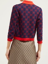 Thumbnail for your product : Gucci GG-jacquard Cotton Polo Sweater - Navy Multi
