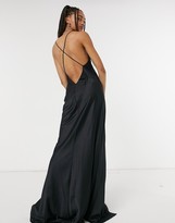 Thumbnail for your product : Pepe Jeans Alma silky maxi slip dress in black