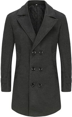 Collar Plus Size Mens Pea Coat Mens Fall Jacket Qolati Trench Coat