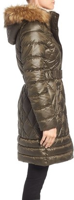 Laundry by Design Women's Faux Fur Trim Quilted Puffer Coat