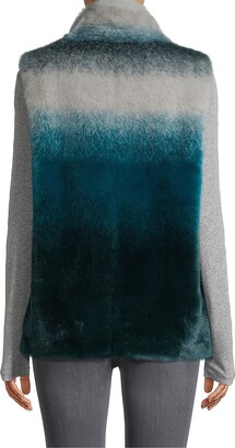 Jocelyn Ombre Faux Fur Roadie Vest With Stand Collar