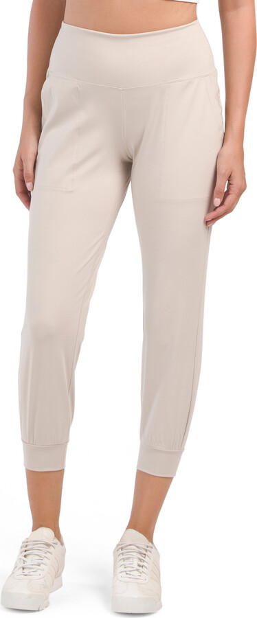 RBX Active Women's Ribbed Side Woven Ankle Pant With Pockets