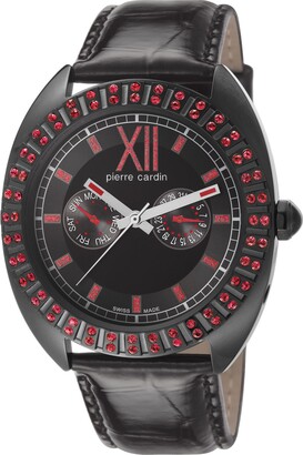 Pierre Cardin Levant De Seduction Women's Quartz Watch with Black Dial Analogue Display and Black Leather Strap PC106032S10