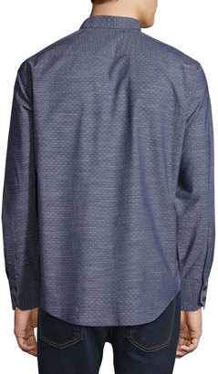 Zachary Prell Dobby-Print Long-Sleeve Sport Shirt