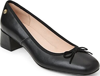 Jack Rogers Maddy Leather Block Heel Bow Pumps