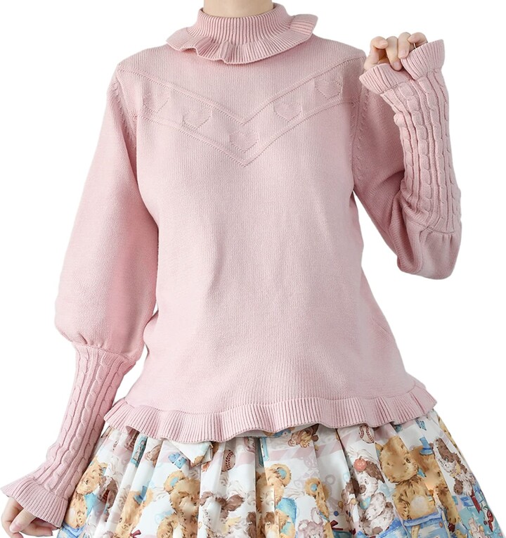 Packitcute Teens Casual High Neck Fashion Long Sleeve Knit Sweater