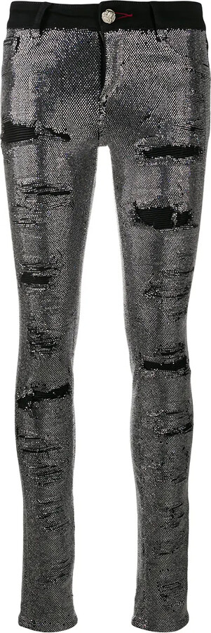Philipp Plein Crystal-Embellished Skinny Jeans