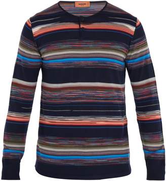 Missoni Crew-neck striped wool-blend henley top