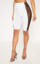 Thumbnail for your product : PrettyLittleThing White Slinky Mesh Panel Cycle Short