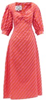 Thumbnail for your product : Evi Grintela Rabat Stripe-applique Cotton-poplin Dress - Orange Multi