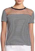 Thumbnail for your product : RED Valentino Striped Point d'Esprit Tee
