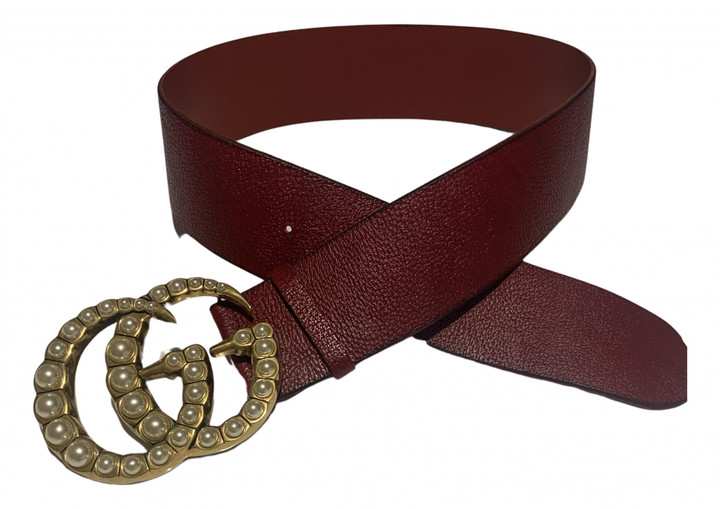 Gucci GG Buckle Burgundy Leather Belts