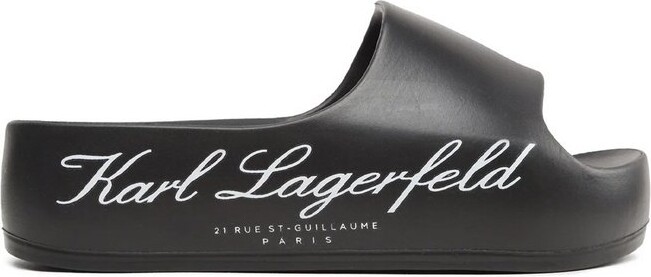 Karl Lagerfeld Paris Logo-Printed Open-Toe Slides