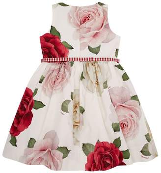 MonnaLisa Belted Rose Print A-Line Dress