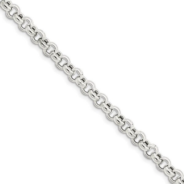 Black Bow Jewelry Co. BlackBowJewelryMen's6.5mmSterlingSilverHollowRoloChainBracelet8Inch
