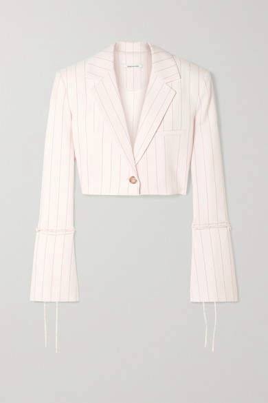 Orseund Iris Box Cropped Pinstriped Wool-blend Blazer Cream