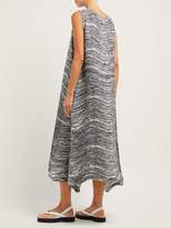 Thumbnail for your product : Issey Miyake Wave Pleated Asymmetric Hem Midi Dress - Womens - Black White