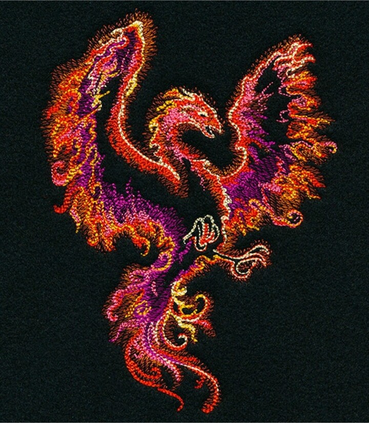 Midnight Phoenix Embroidered Waffle Weave Hand/Dish Towel