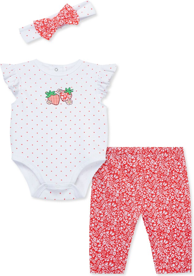 Strawberry Bodysuit, Leggings & Headband Set