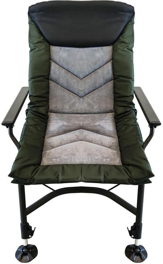 Portable Folding Green+Grey Metal Beach Chair, Camping Lounge Chair with Adjustable backrest, 360° Rotation Paw