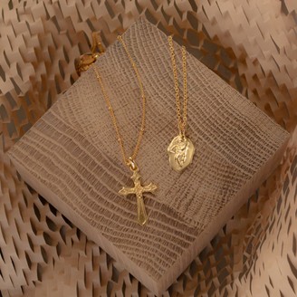 Northskull Baroque Cross Beaded Necklace In Gold