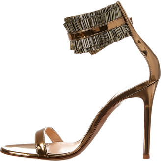 Gianvito Rossi 100 Ruffle Ankle Strap Leather Sandal