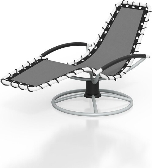 EcoSummer 360¡ãRotatingOutdoorChaiseLoungeChairIronFramewithTextileneFabricS-ShapedErgonomic350lbCapacityforPatioPoolBackyard