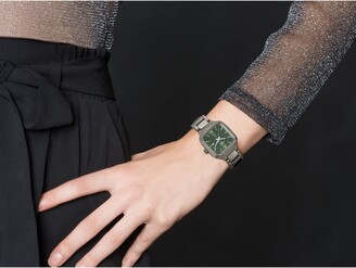 Rado R27079312 Women's True Square Automatic Date Ceramic Bracelet Strap Watch, Gunmetal/Green