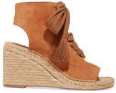 Thumbnail for your product : Chloé Harper Lace-up Suede Espadrille Wedge Sandals - Tan