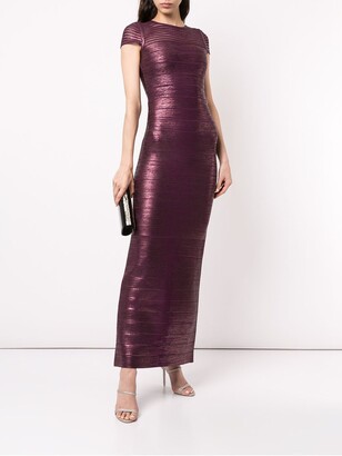 Herve Leger Shimmer Fitted Gown