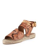Thumbnail for your product : Chloé Tooled Leather Espadrille Sandal, Marron Glace