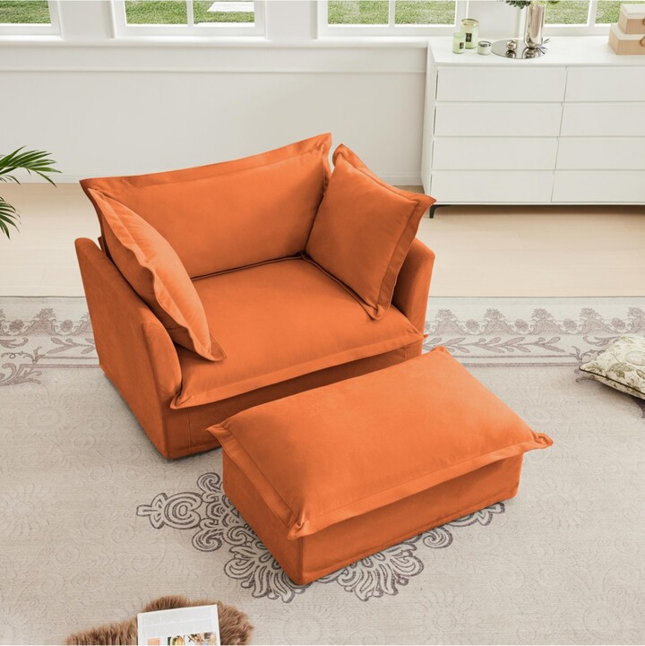 Streamdale Furniture Upholstered Armchair & Ottoman Set (Orange)