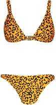 Thumbnail for your product : boohoo Tangerine Leopard Front Fasten Triangle Bikini