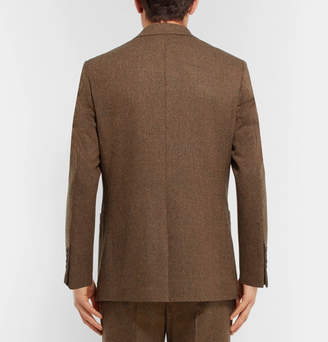 Noah Brown Slim-Fit Donegal Wool-Tweed Suit Jacket
