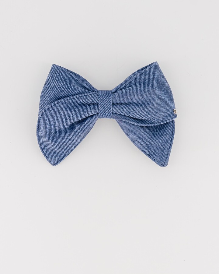 Alexandre de Paris Denim leather bow barette