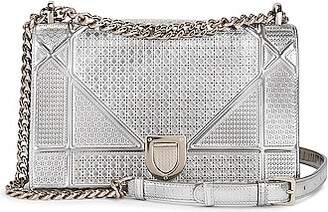 Christian Dior White Cannage Quilted Lambskin Leather and Sequin Baby Diorama Flap Bag