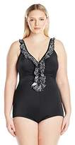 Thumbnail for your product : Maxine Of Hollywood Women's Flutter Floral Ruffle Button-Front Girl Leg One Piece Swimsuit