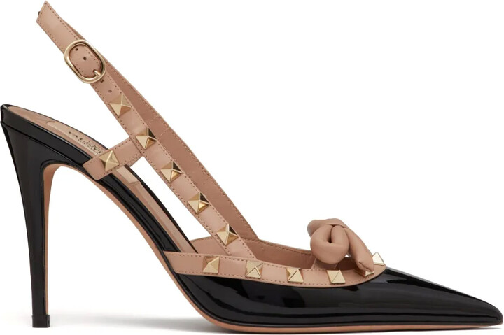 Valentino Garavani 100mm Rockstud Bow slingback pumps