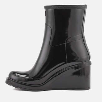 Hunter Women's Original Refined Mid Wedge Gloss Boots - Black