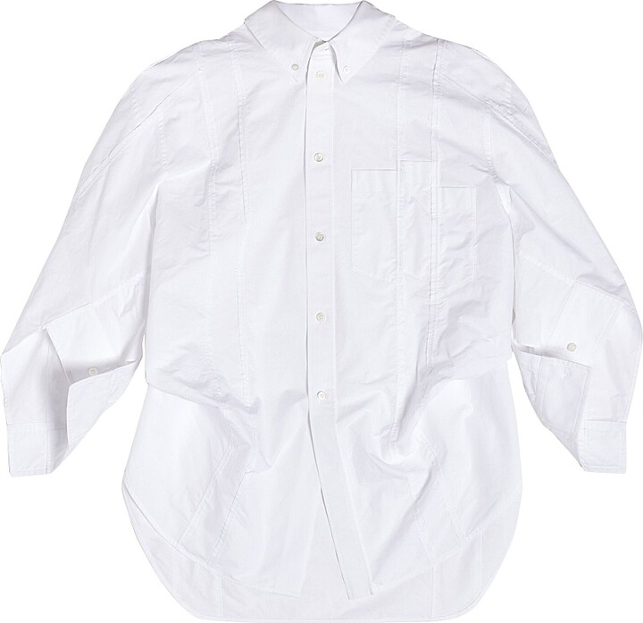 Balenciaga Women's Diy Twisted Sleeve Shirt Large Fit - White - Size 2