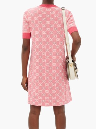 Gucci GG-jacquard Wool-blend Mini Dress - Pink White