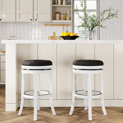 30" Bar Stool, Weathered, Fabric Seat, Strong And Charming, 360-Degree Swivel, Counter Or Use Seat Unit, Stable Hardwood Frame, Swivel Action, Relaxin