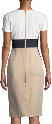 Colorblock V-Neck Tailored Dress