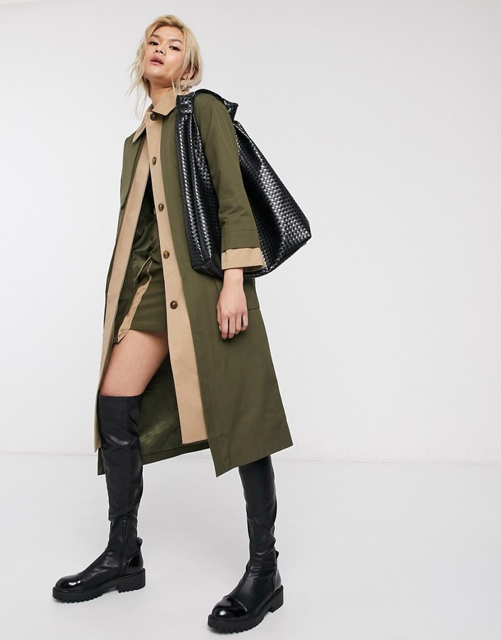 Palones Notting Hill Utility Trench Coat in Khaki & Tan - ShopStyle