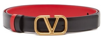 Valentino Garavani Garavani - V-logo Reversible Leather Belt - Black