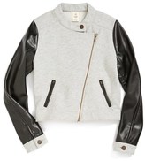 Thumbnail for your product : Tucker + Tate Faux Leather Sleeve Moto Jacket (Big Girls)